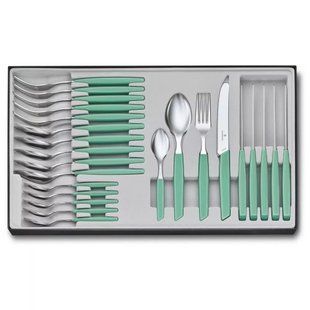 Набор столовых приборов Victorinox Swiss Modern Table Set 24 предмета Зеленый (6.9096.11W41.24) 6.9096.11W41.24 фото