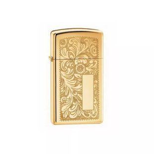 Запальничка бензинова вузька Zippo Slim Venetian узор, золотиста (1652B) 1652B фото