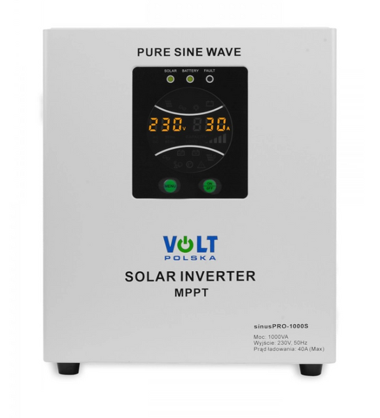 Гібридний ДБЖ/інвертор Volt Polska SINUS PRO 1000 S 12/230V 700/1000W + 30A MPPT (3SPS100012) 3SPS100012 фото