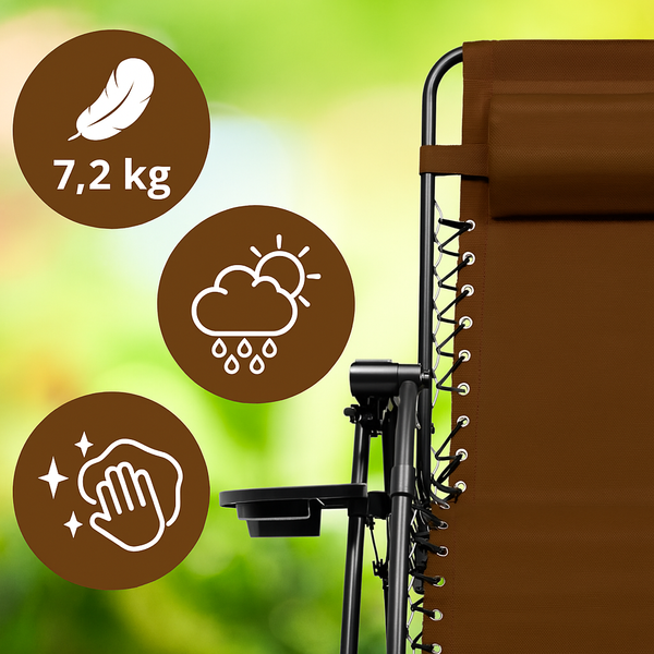 Розкладне крісло шезлонг LEOBRO Zero Gravity Premium Brown (LB-ZGC-G2-BRN) LB-ZGC-G2-BRN фото