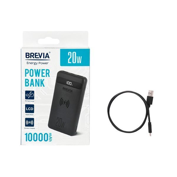 Повербанк (Power Bank) Brevia 10000mAh 20W Wireless Qi10W Li-Pol, LCD 45118 фото