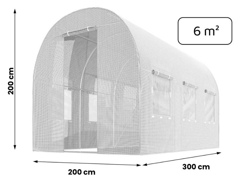 Садова теплиця з вікнами Plonos 6m2 Біла = 300х200х200 см (4970-A) 4970-A фото