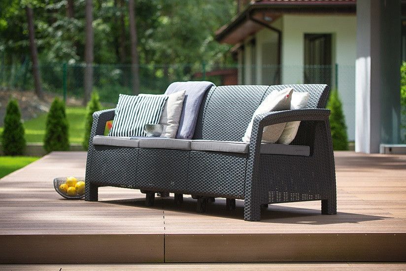 Софа садова пластикова Keter Corfu love seat max, сіра 8711245158761 фото