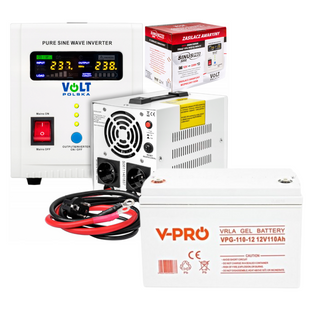 Аварійний комплект Volt Polska SINUS PRO 500 E 12/230V 350/500W + Акумулятор VOLT GEL 110Ah 12V 500E110GEL фото