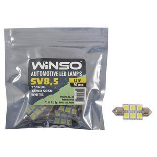 Автолампа Winso LED 12V SMD SV8.5 T11x36, 10шт 127440 127440 фото
