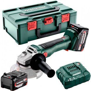Акумуляторна кутова шліфмашина Metabo W 18 L BL 9-125, 2 акб 4 Ah, з/п ASC 55 в MetaBOX 165 L 602374510 фото