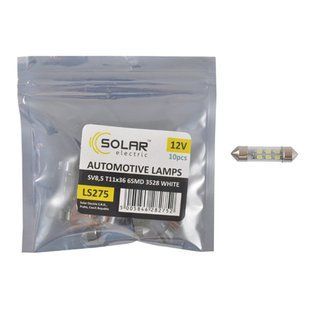 LED автолампа Solar 12V SV8.5 T11x36mm 6smd 3528 white 10шт LS275_P фото