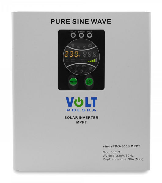 Гібридний ДБЖ/інвертор Volt Polska SINUS PRO 800 S 12/230V 500/800W + 30A MPPT (3SPS098012) 3SPS098012 фото
