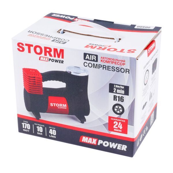 Компресор автомобільний Storm Max Power 10 Атм 40 л/хв 170 Вт 20500 фото