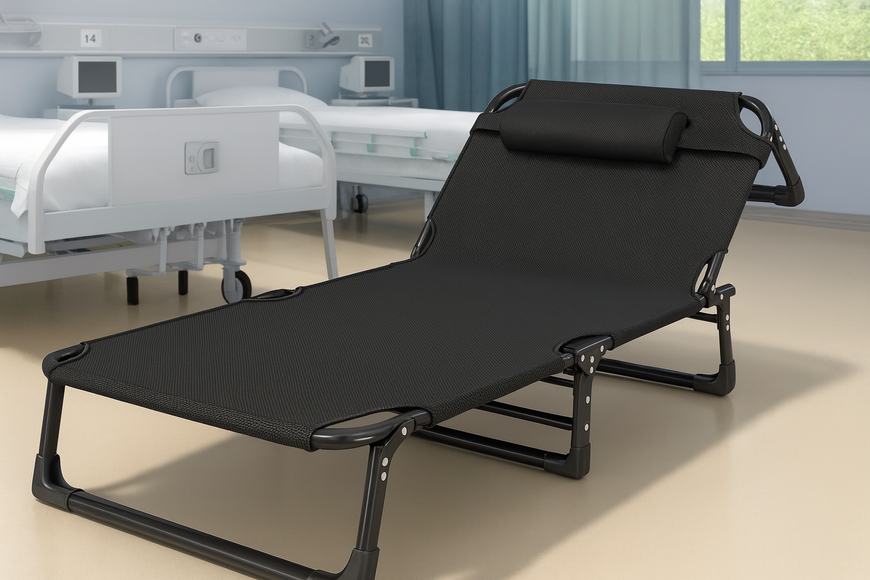 Розкладне ліжко (розкладачка) з Mesh-матрацом і подушкою LEOBRO Black (LB-FB-A2-BLK) LB-FB-A2-BLK фото
