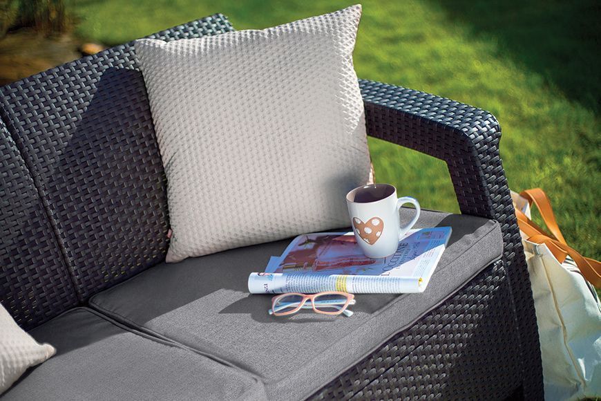 Диван пластиковий садовий Keter Corfu II Love seat, графіт 8711245158730 фото