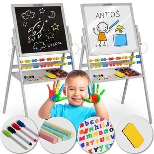 Крейдяна дошка магнітна поворотна Ricokids сіра 780000 фото