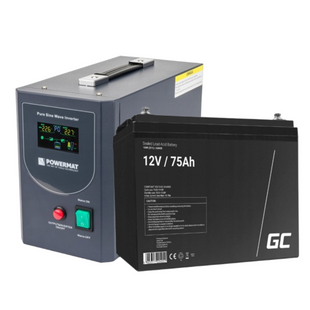 Аварійний комплект Powermat 800 VA 12/230V 640W/800VA + Акумулятор Green Cell AGM VRLA 75Ah 12V PM800AGM75 фото
