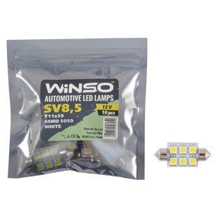 Автолампа Winso LED 12V SMD SV8.5 T11x39, 10шт 127450 127450 фото