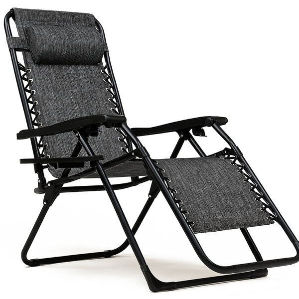 Розкладне крісло шезлонг LEOBRO Zero Gravity Premium Grey (LB-ZGC-G2-GRY) LB-ZGC-G2-GRY фото