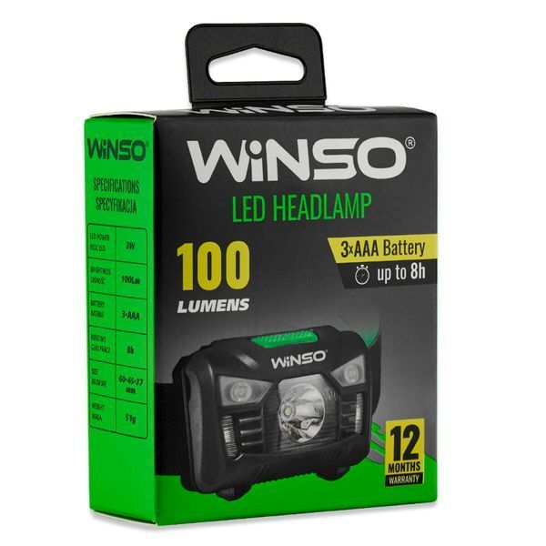 Ліхтар налобний Winso 100Lm, 3W LED, 3xAAA, з сенсором білий/червоний 750200 фото