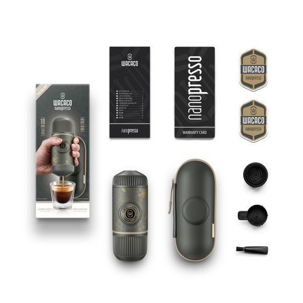 Портативна еспресо-кавоварка Wacaco Nanopresso темно-сіра з чохлом, механічна, для меленої кави WNANODGR фото