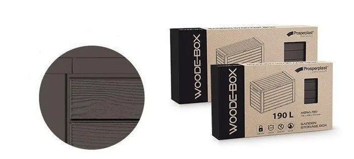 Ящик для зовнішнього зберігання PROSPERPLAST WOODEBOX 190 л, коричневий 5905197267982 фото
