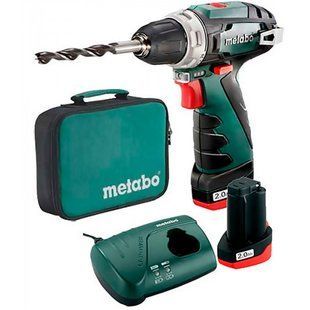 Акумуляторний дриль-шуруповерт Metabo PowerMaxx BS Basic, 2 акб 12 В Li-Power 2.0 Ah, з/п, сумка 600079550 фото