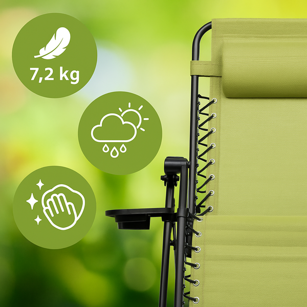 Розкладне крісло шезлонг LEOBRO Zero Gravity Premium Pistachio (LB-ZGC-G2-PST) LB-ZGC-G2-PST фото