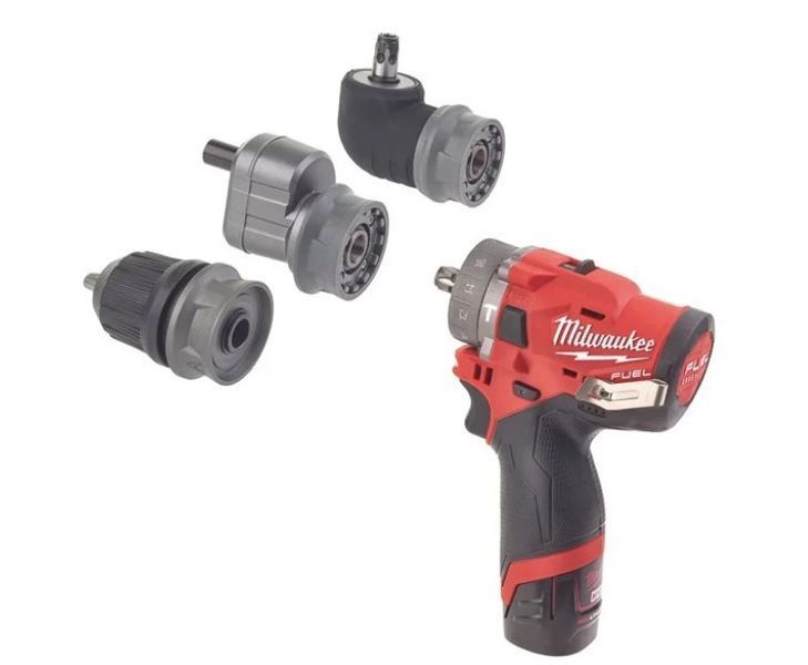 Дриль-шурупокрут з ударом акумуляторний MILWAUKEE, M12 FPDXKIT-202X, 44Нм, (+ заряд.пристрій, 2 акум., знімний патрон, 2 насадки 4933464138 фото