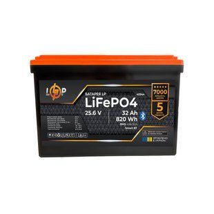 Акумулятор LP LiFePO4 25,6V - 32 Ah (820Wh) (BMS 40А/32A) пластик Smart BT LP40944 фото