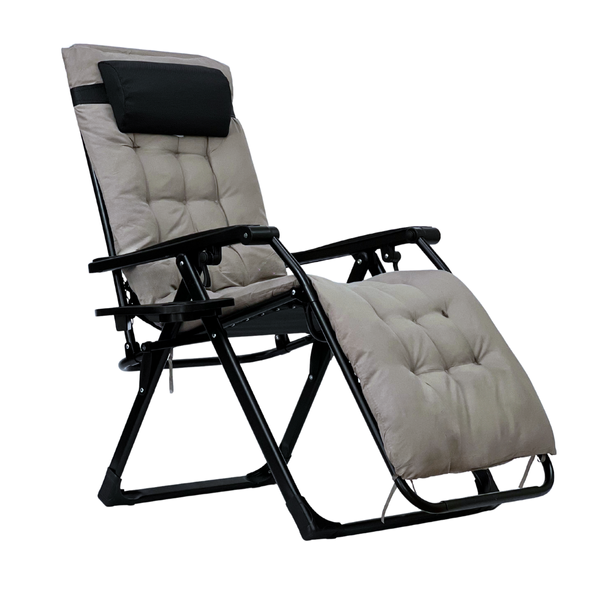 Розкладне крісло шезлонг LEOBRO Zero Gravity Premium Plus Grey (LB-ZGC-K2-GRY) LB-ZGC-K2-GRY фото