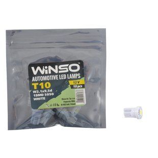 LED автолампа Winso 12V SMD T10 W2.1x9.5d, 10шт 127270 фото