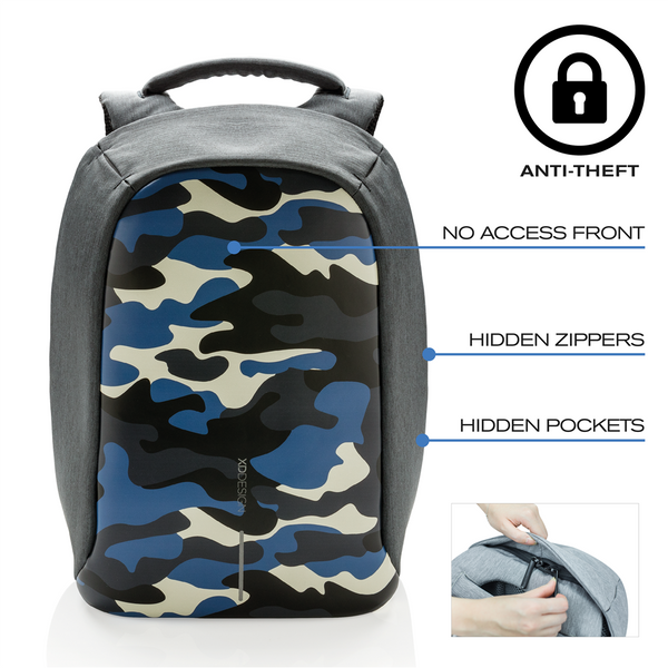 Рюкзак антизлодій міський XD Design Bobby Compact 14 , Camouflage Blue (P705.655) P705.655 фото