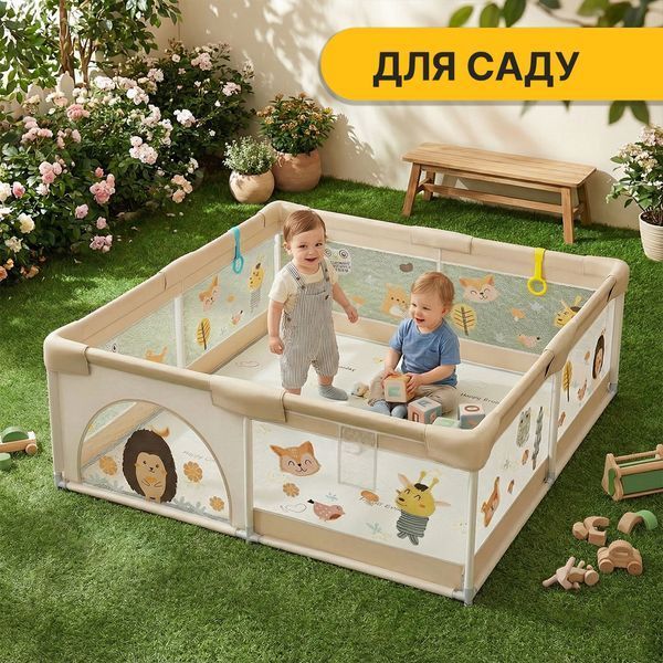 Дитячий манеж LEOBRO Лісовий Їжачок 180 x 200 см (LB-1006) LB-1006 фото