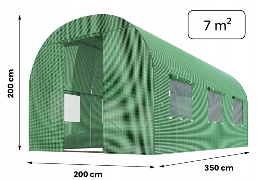 Садова теплиця з вікнами Plonos 7m2 Зелена = 200х350х200 см (4914-A) 4914-A фото