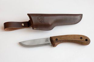 BSH 2 Ніж Bushcraft із вуглецевої сталі з горіховою ручкою зі шкіряною оболонкою 4009235 фото