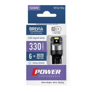 LED автолампа Brevia Power W21/5W 330Lm 6x3020SMD 12/24V CANbus, 2шт 10111X2 фото