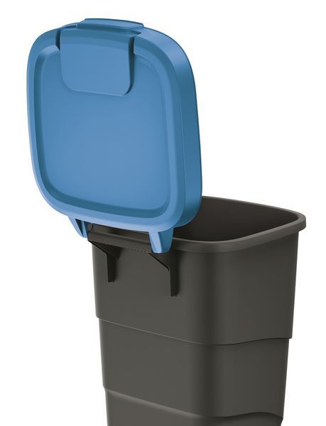 Бак для сміття Prosperplast Wheeler 90 л, антрацит, синя кришка 5905197462943 фото