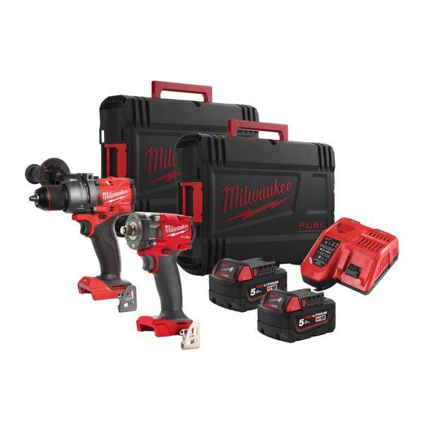 Набір акумуляторних інструментів M18FPP2B3-502X MILWAUKEE (Дриль-шуруповерт акумуляторна безщіткова ударна M18 FPD3-0X GEN 4 кру 4933492521 фото