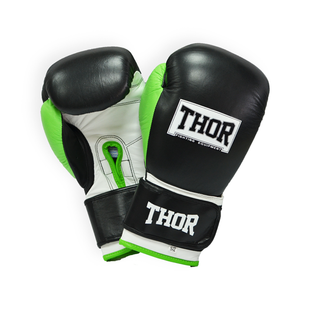 Рукавички боксерські THOR TYPHOON 16oz / шкіра / чорно-зелено-білі (Безкоштовна доставка) 8027/01(Leather) B/GR/W 16 oz. фото