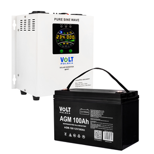 Комплект Гібридний ДБЖ/інвертор Volt Polska SINUS PRO 800 S + Акумулятор Volt Polska 100 Ah 12V 3SPS098012VP100 фото