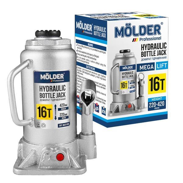 Домкрат гідравлічний пляшковий Molder 16т 220-420мм MA29160 фото