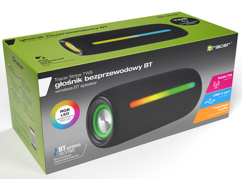 Bluetooth колонка Tracer Stripe TWS Black 10W (TRAGLO47182) TRAGLO47182 фото