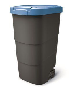 Бак для сміття Prosperplast Wheeler 110 л, антрацит, синя кришка 5905197462905 фото