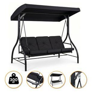 Садова гойдалка з товстим матрацом LEOBRO Luxury Pro Black (LB-1046) LB-1046 фото