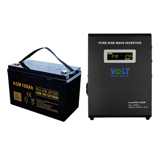Комплект Volt Polska SINUS PRO 1000 W 12/230V 700/1000W + Акумулятор VOLT AGM VRLA 100Ah 12V 3SP100012W+6AKUXAG100 фото