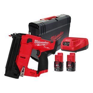 Пістолет цвяхозабивний акумуляторний безщітковий MILWAUKEE, M12 FCN18GS-202X, 16-38мм (зарядний пристрій С12 С, 2 акумулятори М1 4933493355 фото