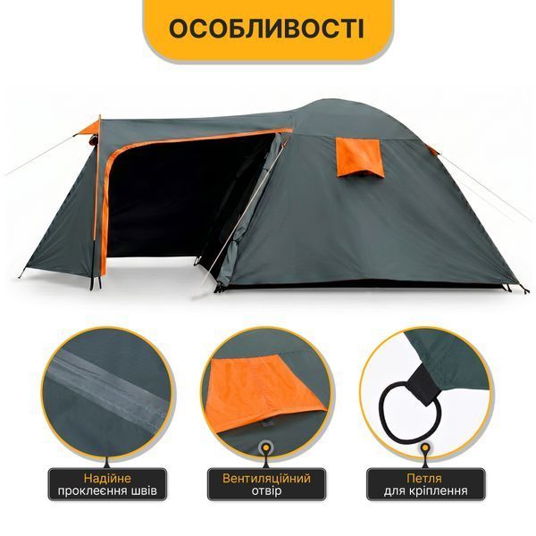 Туристичний намет LEOBRO Pro Camp Haki (LB-1089) LB-1089 фото