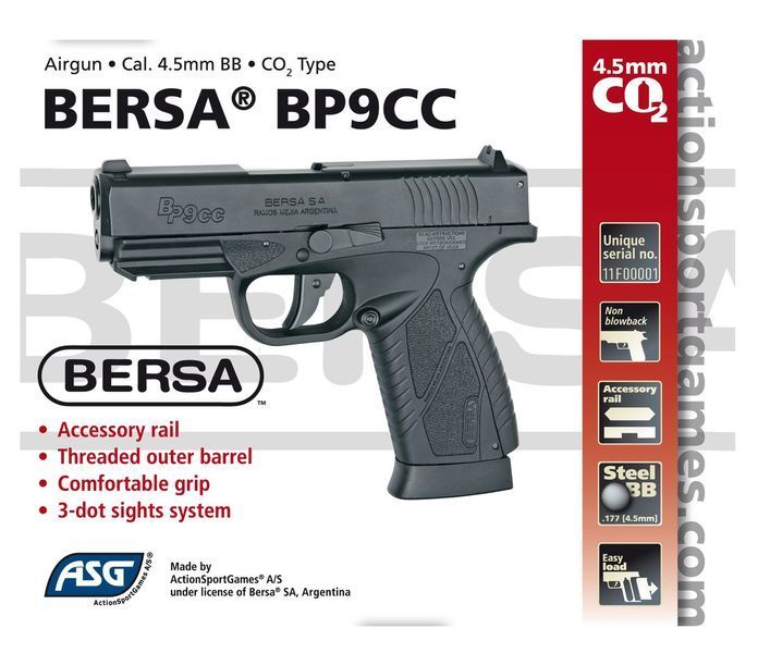 Пістолет пневматичний ASG Bersa BP9CC Blowback, 4.5 мм 2370.25.38 фото