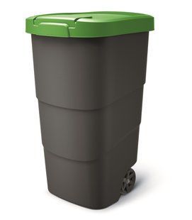 Бак для сміття Prosperplast Wheeler 110 л, антрацит, зелена кришка 5905197462912 фото