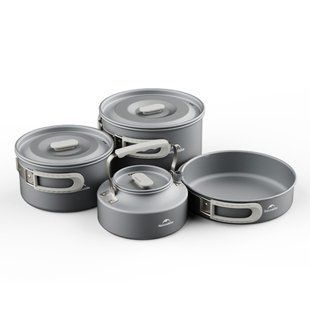 Набір посуду (2 каструлі, чайник, сковорідка) Naturehike CNK2450CF010, алюміній 6976507663281 фото