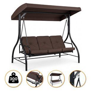 Садова гойдалка з товстим матрацом LEOBRO Luxury Pro Brown (LB-1045) LB-1045 фото