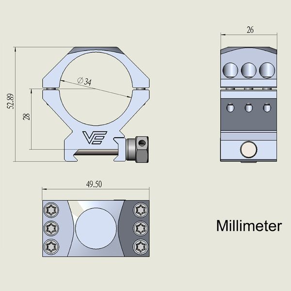 Кольца Vector Optics X-Accu 34 мм Weaver низкие 5003019 фото