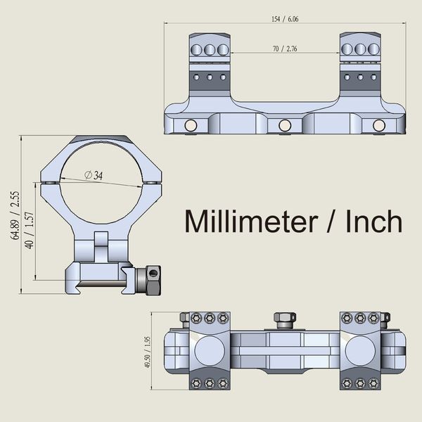Кронштейн моноблок 34 мм Vector Optics High 20MOA SCTM-58 5003008 фото